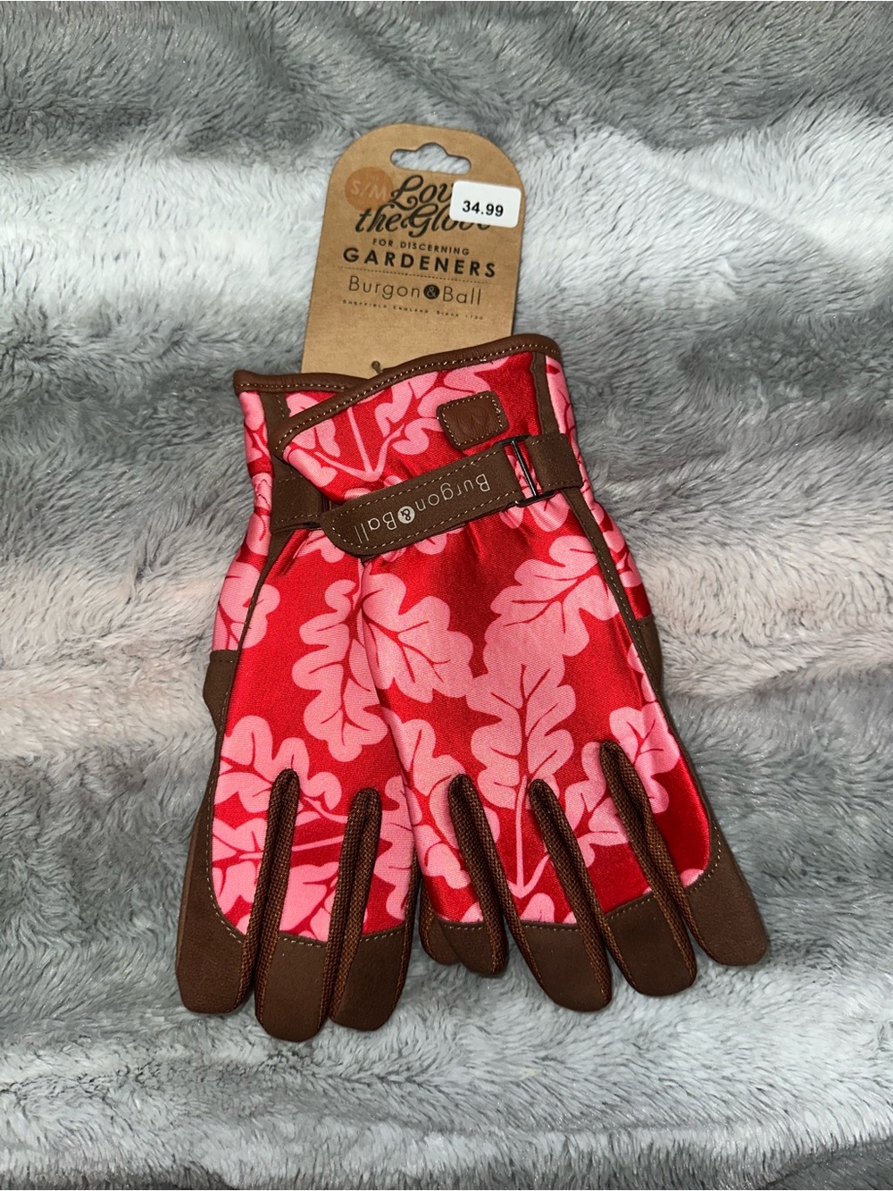 Burgon & Ball Floral Garden Gloves in Red and Pink